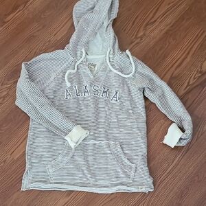 Women's Striped Gray Alaska Cruise Hoodie Sweater Size Small